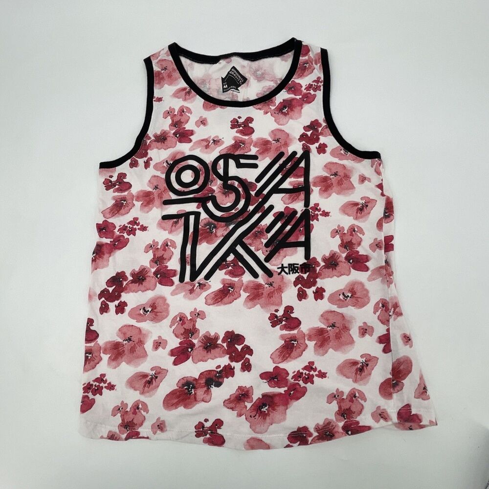 Original Gravity Osaka Cherry Blossom Tank Top Mens M Raised Letters *FLAW
